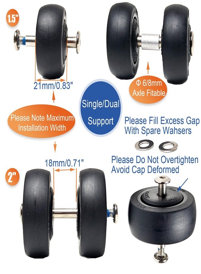 ASUNTOM Luggage Suitcase Wheels Replacement Kit, 4 Pieces, 2 inch/50mm TPE Bearing Wheels, Lightweight, Smooth Inline Casters and Spinners for Suitcases, Trolley Bags - Image 3